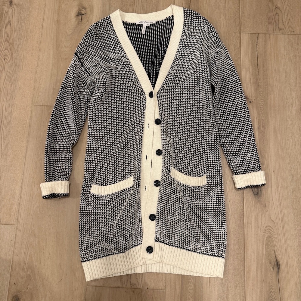 BCBGeneration Black and Cream Cardigan Sweater